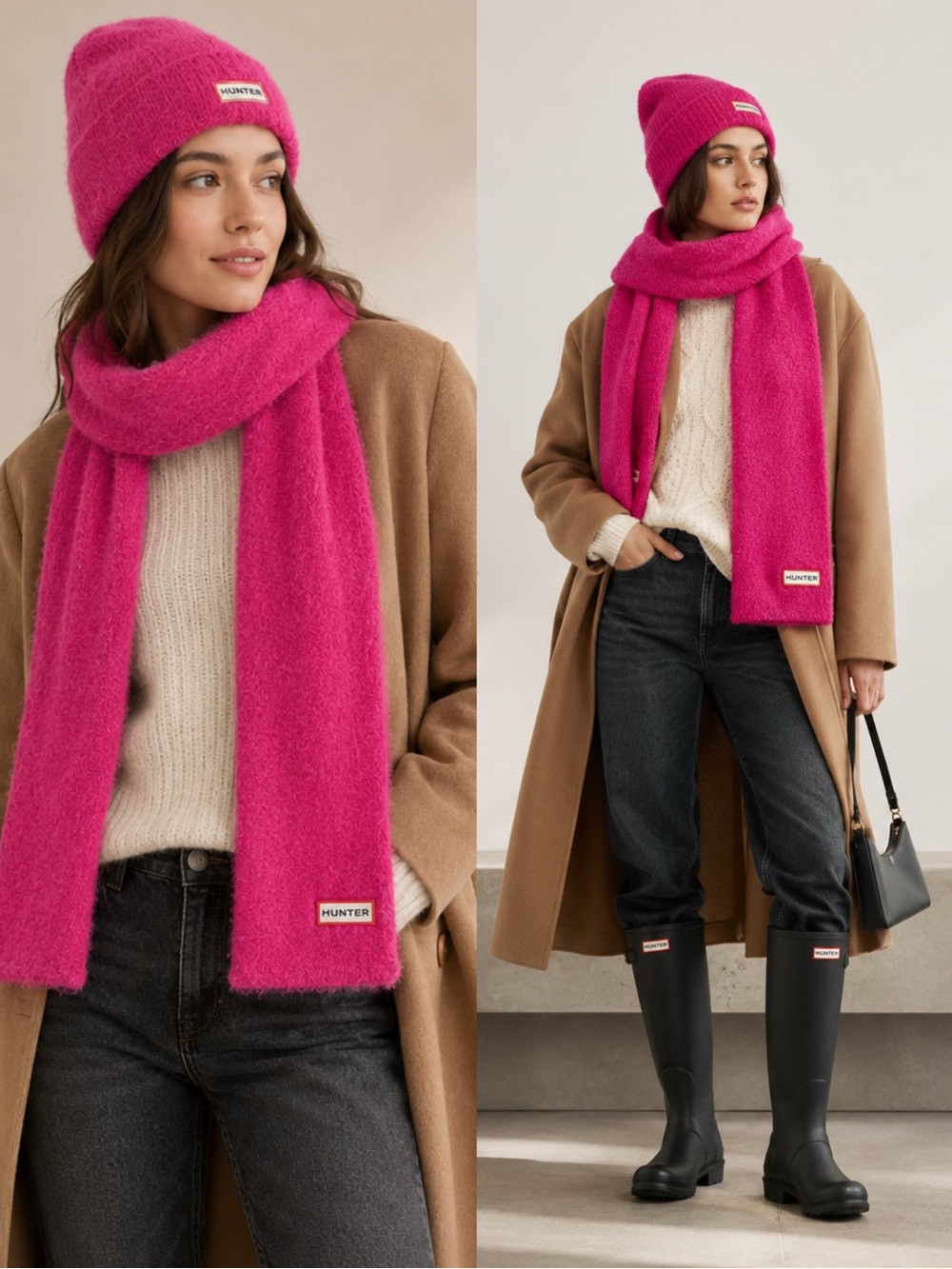 Hunter Cozy Scarf & Beanie Hat Set – Bright Pink NWT 💗